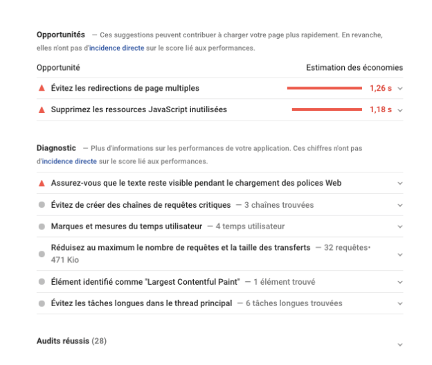 Page Speed Insights Diagnostic